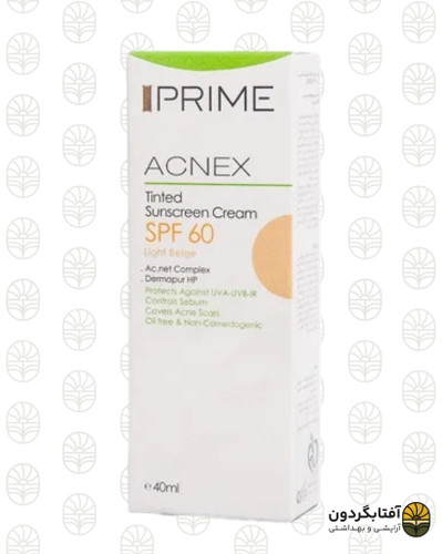 کرم ضد آفتاب رنگی پریم (Acnex) - مدل بژ روشن با SPF 60