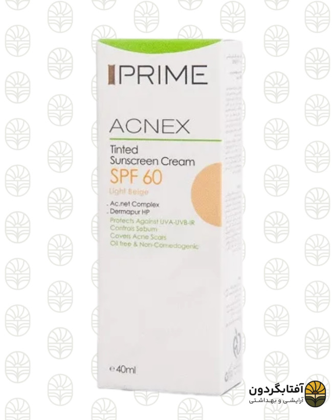 کرم ضد آفتاب رنگی پریم (Acnex) - مدل بژ روشن با SPF 60