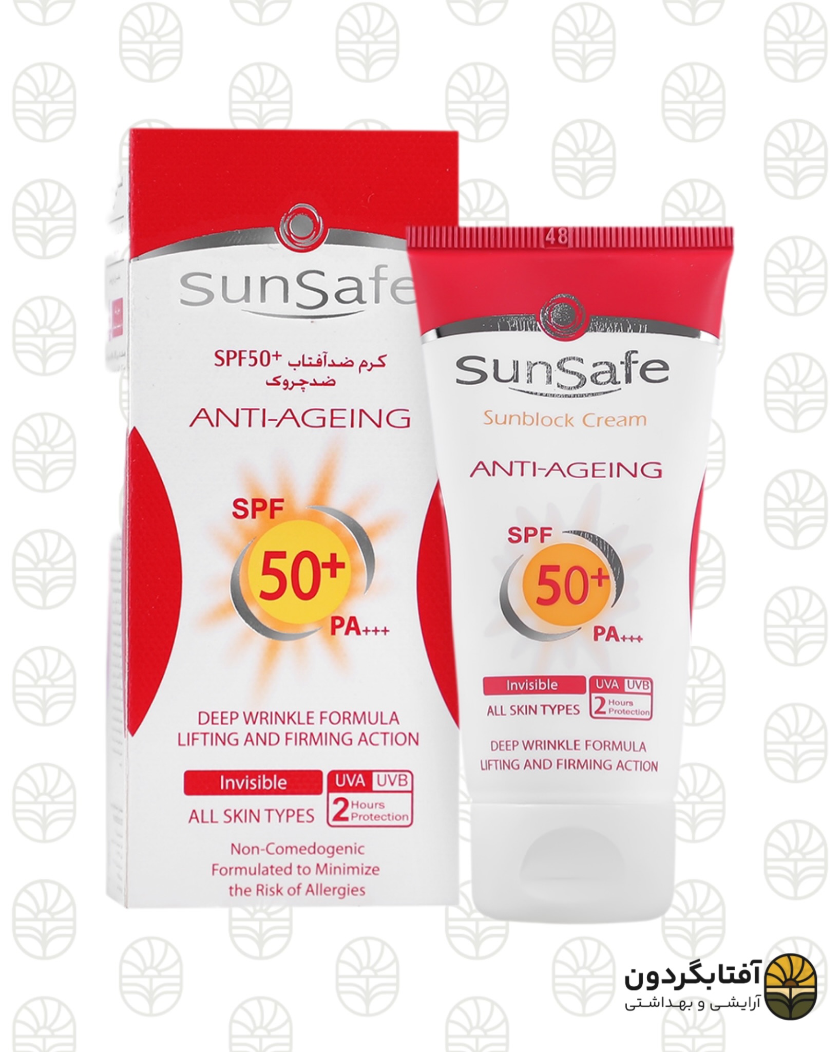 کرم ضد آفتاب سان‌سیف مدل Sunblock Anti-Ageing SPF 50+ بژ/بی‌رنگ